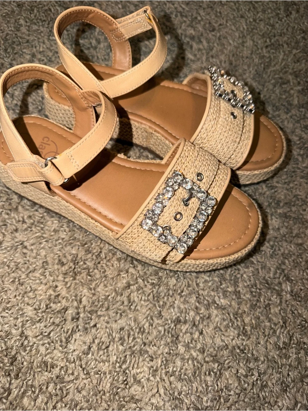 Art class Classic Neutral Girls' Sandals with Sparkle Buckle